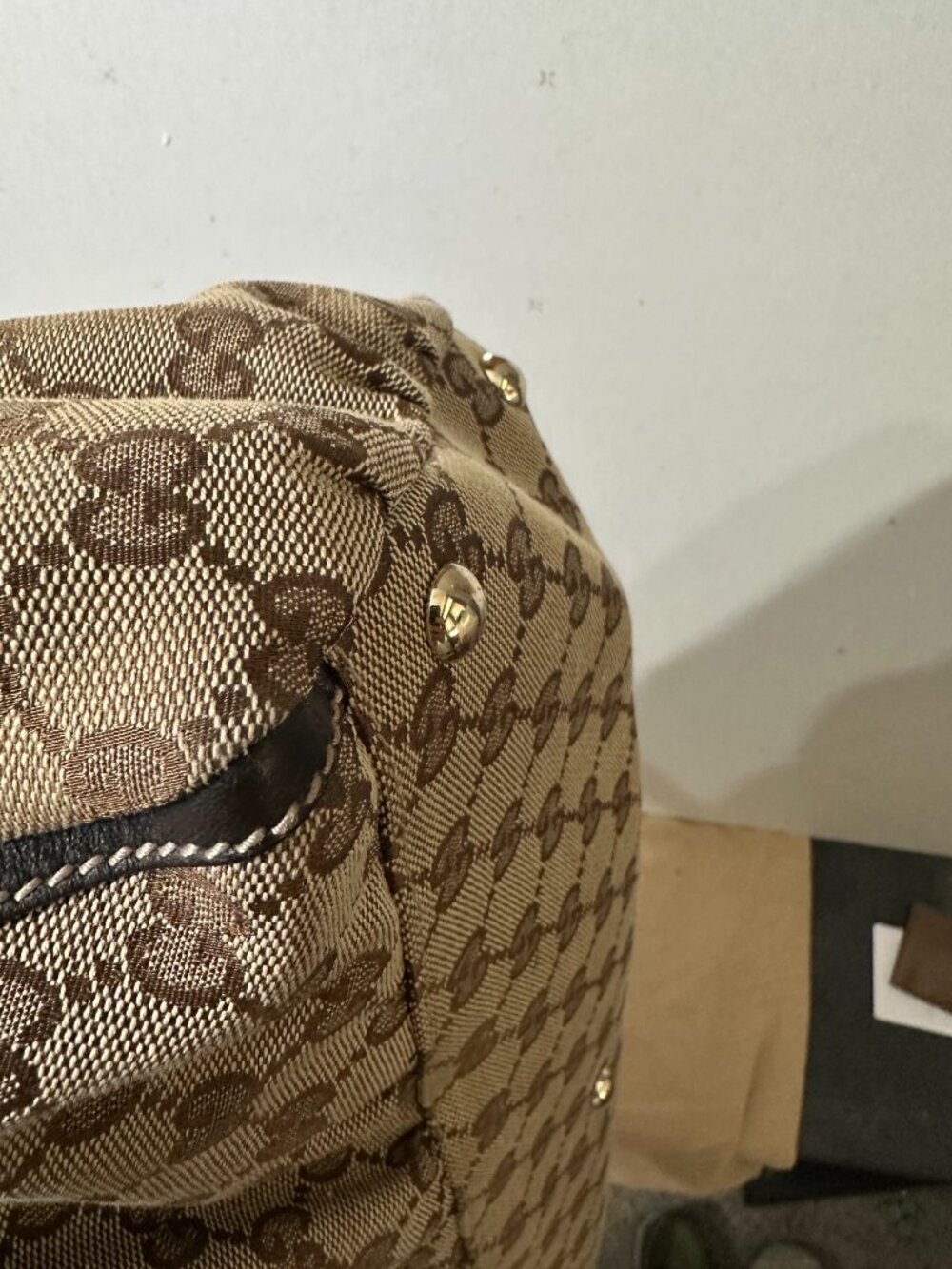 Gucci Abbey D-Ring GG Canvas Hobo Shoulder Bag Brown Serial 189685 - Picture 6 of 10